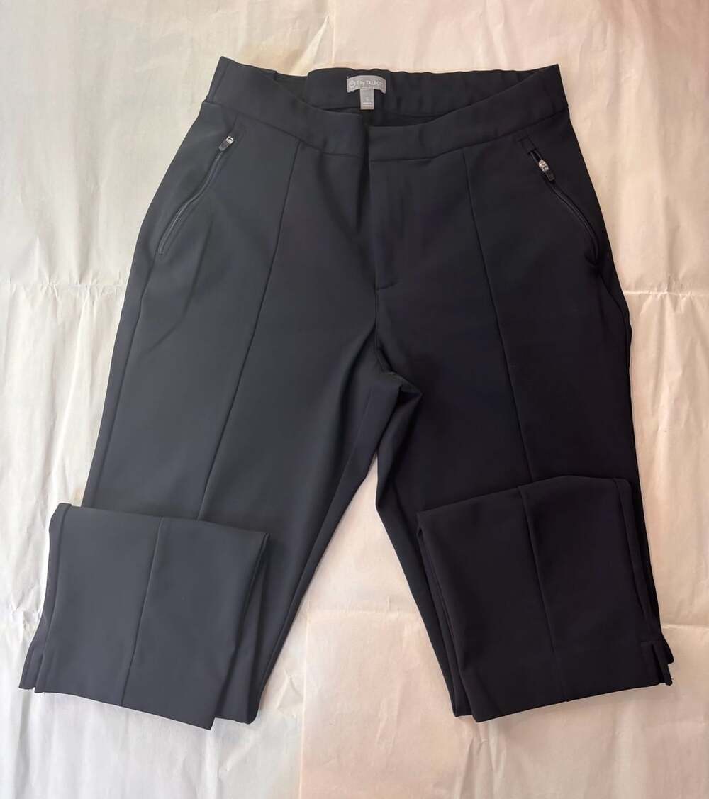 T by Talbots Black Nylon Spandex Front-Zip Pocket Pants Size S
